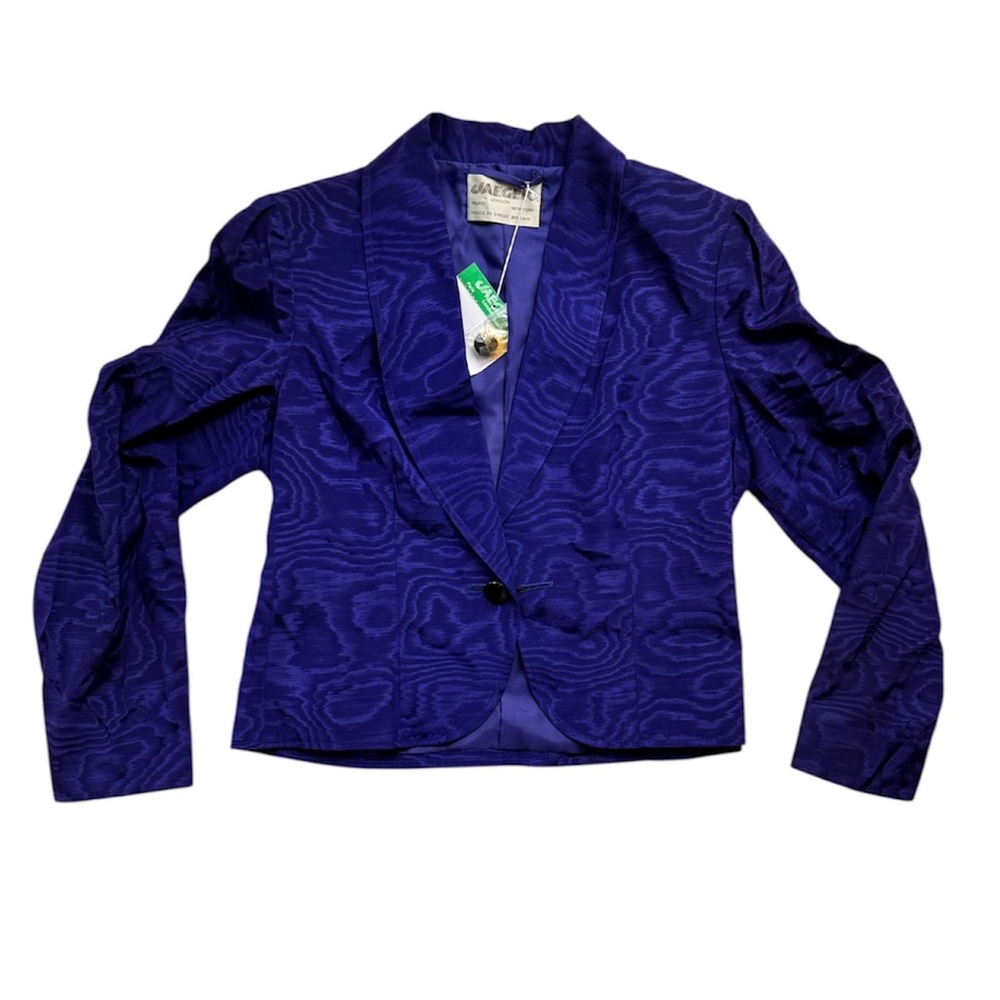 Vintage NWT Indigo Woodgrain-Print Silk Dinner Jacket Size 14 - Picture 3 of 9